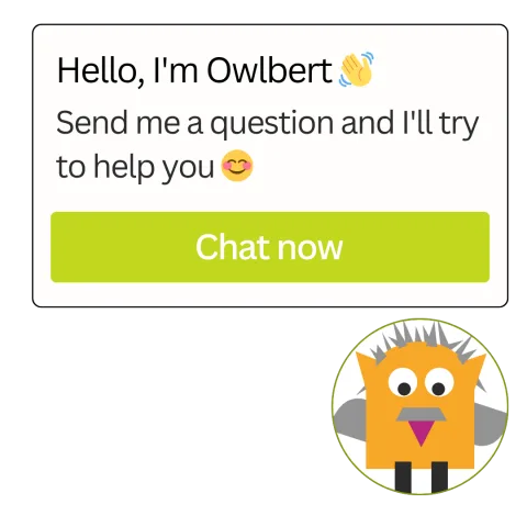 Owlbert, Hoot Credit Union’s owl chatbot, in its website greeting