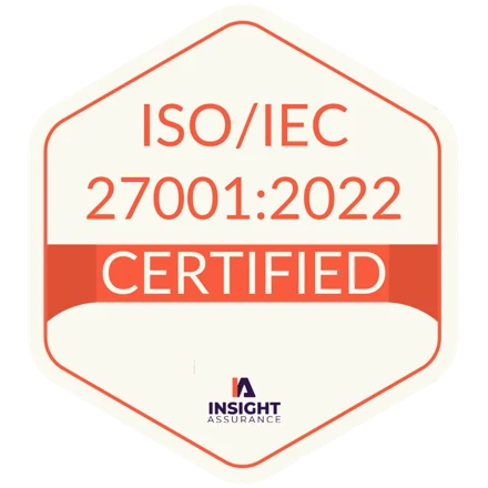 ISO/IEC 27001:2022 certified by Insight Assurance